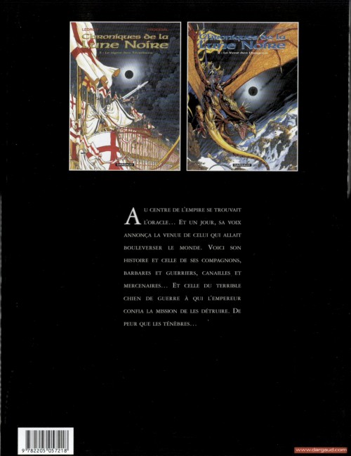 Verso de l'album Chroniques de la Lune Noire Le Signe des ténèbres - Le Vent des dragons