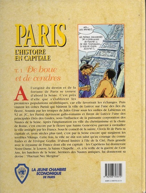 Verso de l'album Histoires des Villes Tome 20 Paris, l'histoire en capitale - T. 1 - De boue et de cendres
