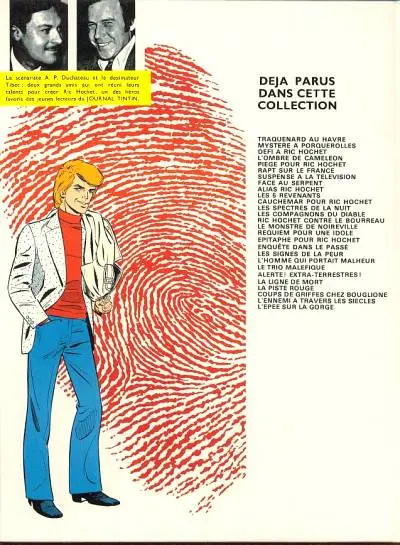Verso de l'album Ric Hochet Tome 27 L'épée sur la gorge