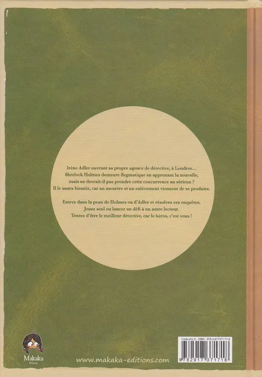 Verso de l'album Sherlock Holmes - La BD dont vous êtes le héros Tome 4 Le défi d'Irène Adler