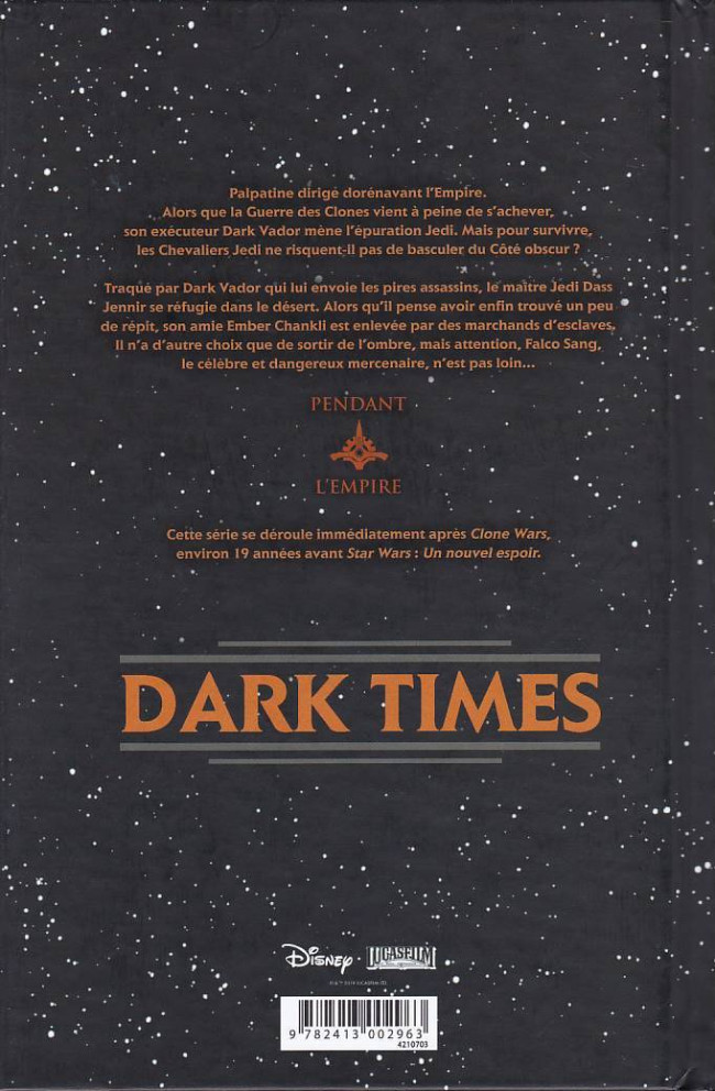 Verso de l'album Star Wars - Dark Times Intégrale II