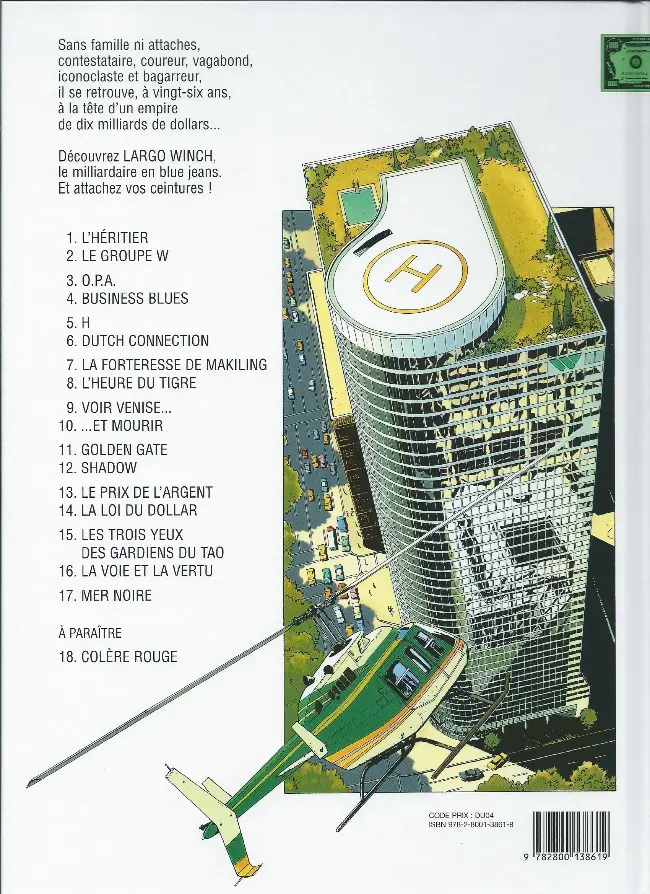 Verso de l'album Largo Winch Tome 15 Les trois yeux des gardiens du Tao