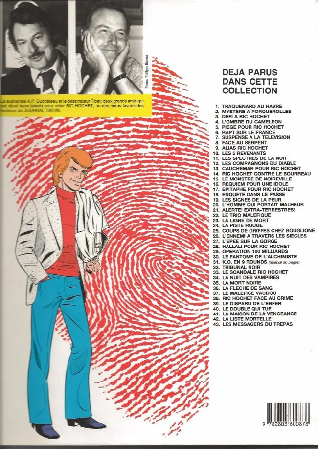 Verso de l'album Ric Hochet Tome 16 Requiem pour une idole