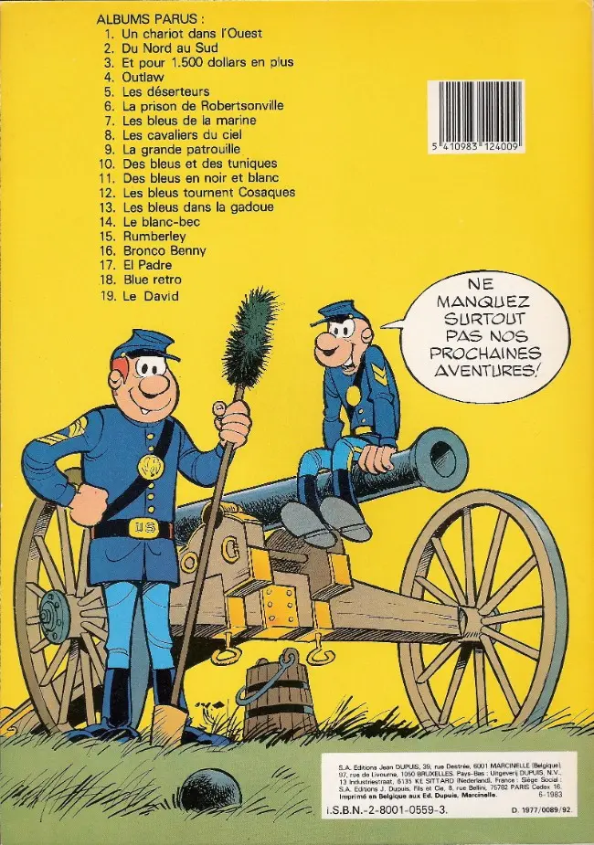 Verso de l'album Les Tuniques Bleues Tome 12 Les Bleus tournent cosaques