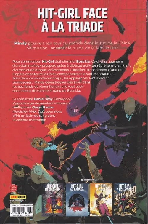 Verso de l'album Hit-Girl Tome 5 Hit-girl à hong-kong