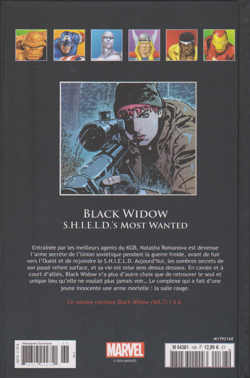 Verso de l'album Marvel Comics - La collection de référence Tome 168 Black Widow - S.H.I.E.L.D.'s Most Wanted