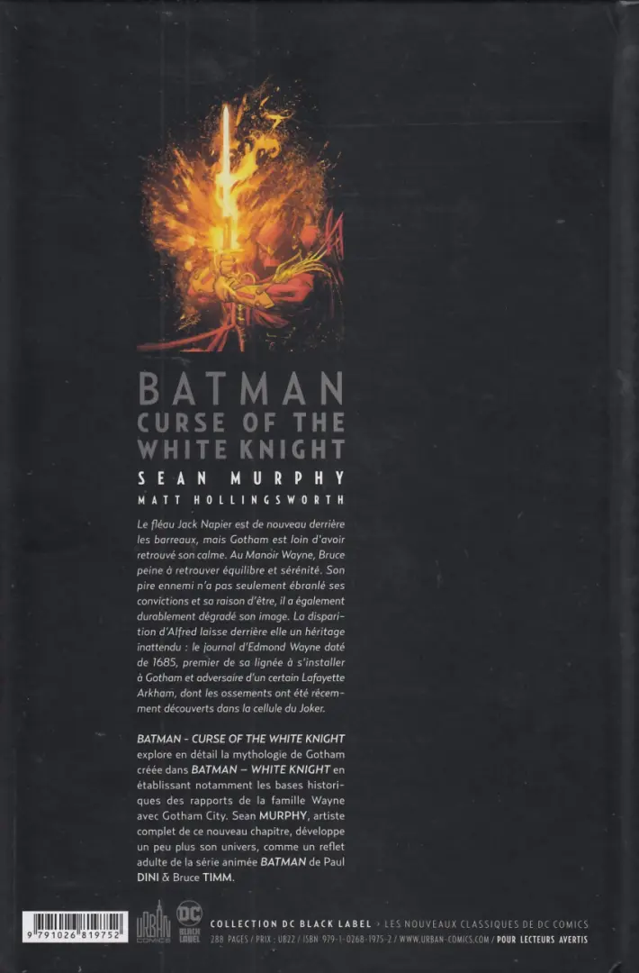 Verso de l'album Batman : White Knight 2