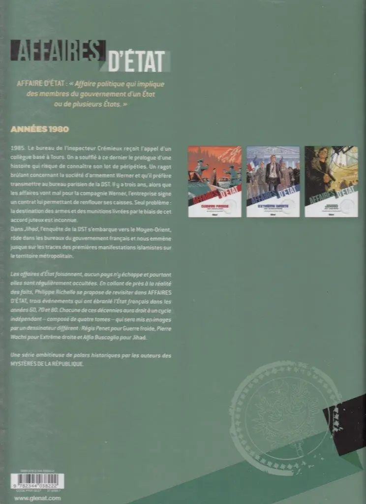 Verso de l'album Affaires d'Etat - Jihad Tome 1 Secret défense