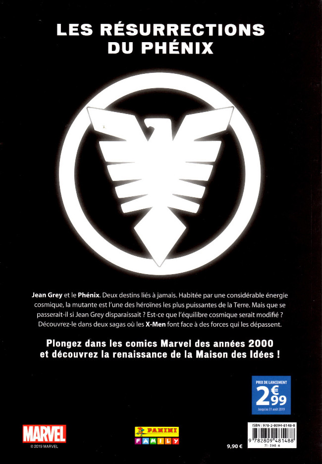 Verso de l'album Marvel Les Années 2000 - La Renaissance 7 Phénix
