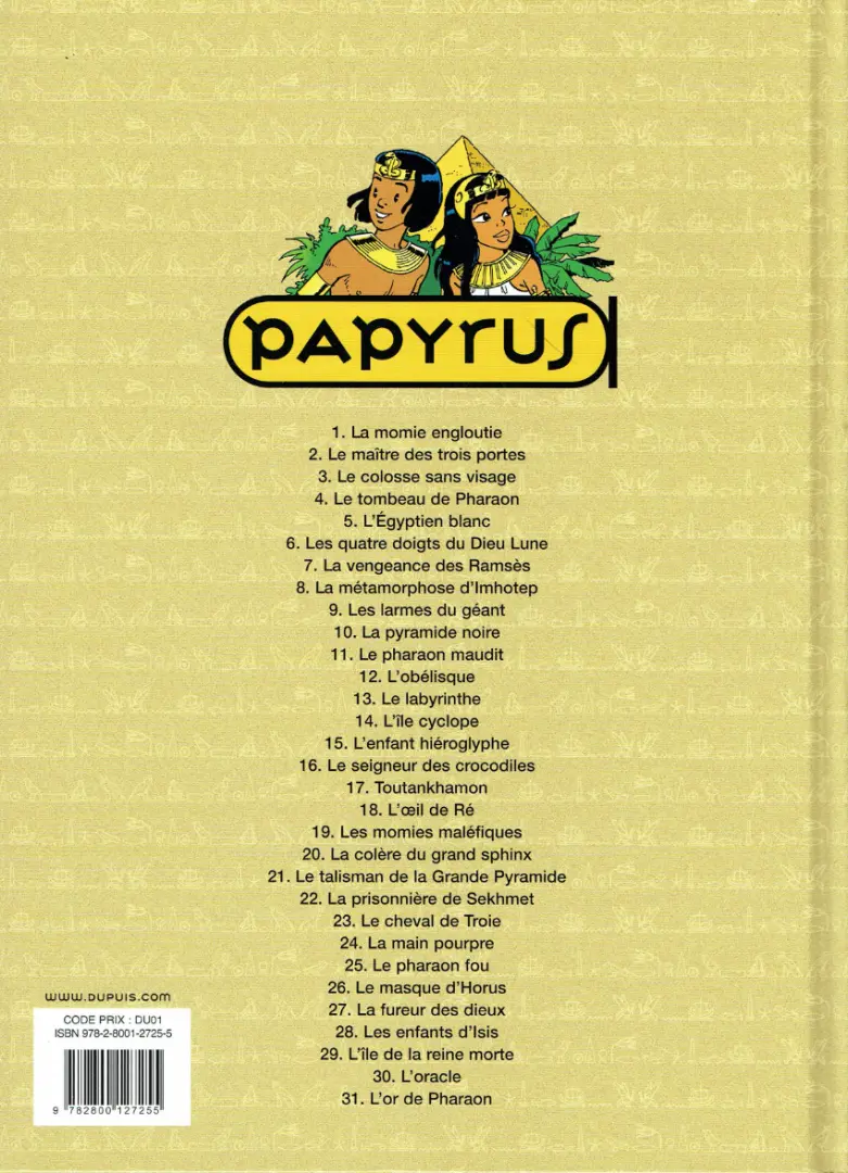 Verso de l'album Papyrus Tome 5 L'égyptien blanc