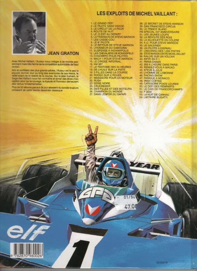 Verso de l'album Michel Vaillant Tome 44 Steve & Julie