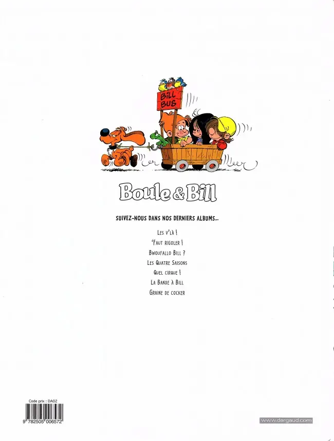 Verso de l'album Boule & Bill Tome 27 Bwouf Allo Bill ?