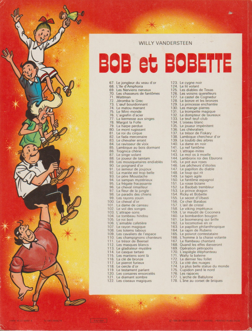 Verso de l'album Bob et Bobette Tome 74 le matou marrant