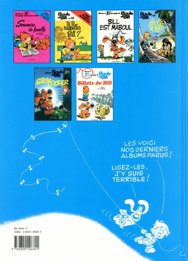 Verso de l'album Boule & Bill Tome 16 Souvenirs de famille