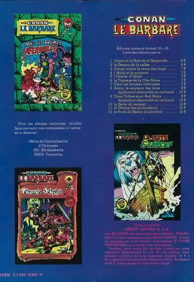 Verso de l'album Conan Tome 3 Les ailes de la mort