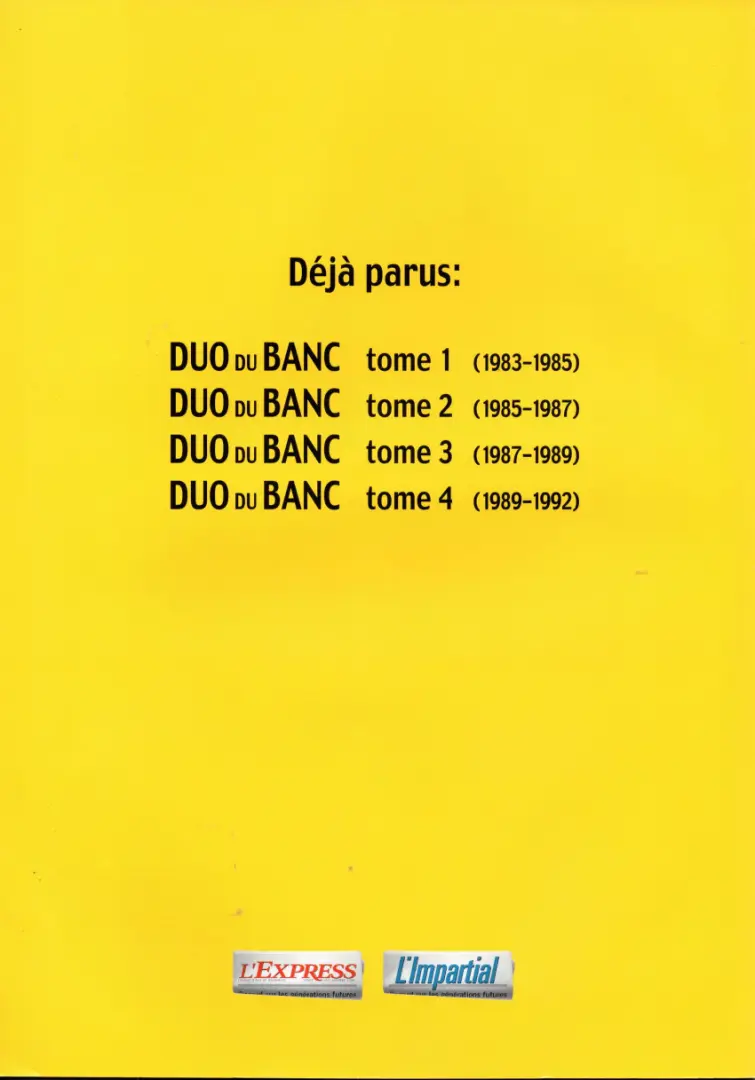 Verso de l'album Duo du banc Tome 5 (1999-2002)