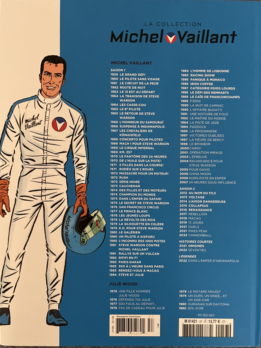 Verso de l'album Michel Vaillant La Collection 57 Le caïd de Francorchamps