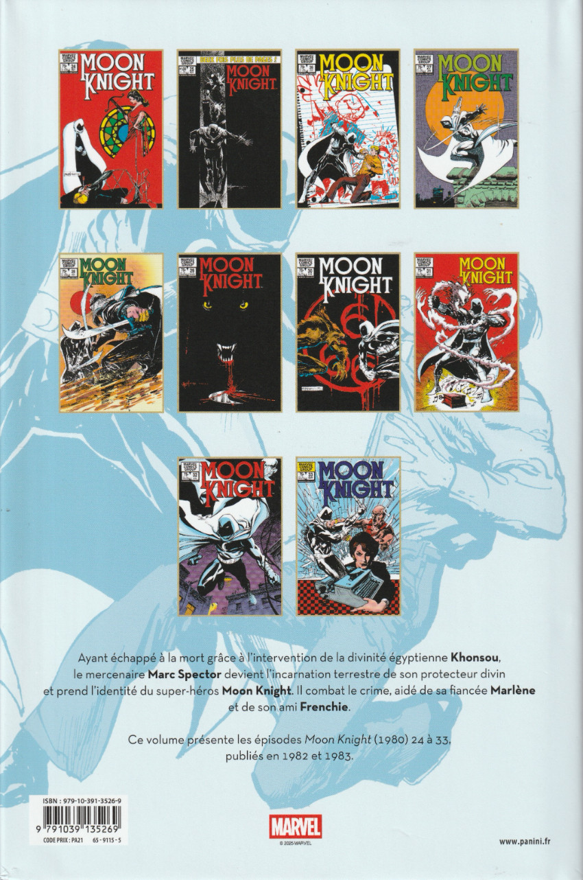 Verso de l'album Moon Knight - L'Intégrale Tome 4 1982-1983