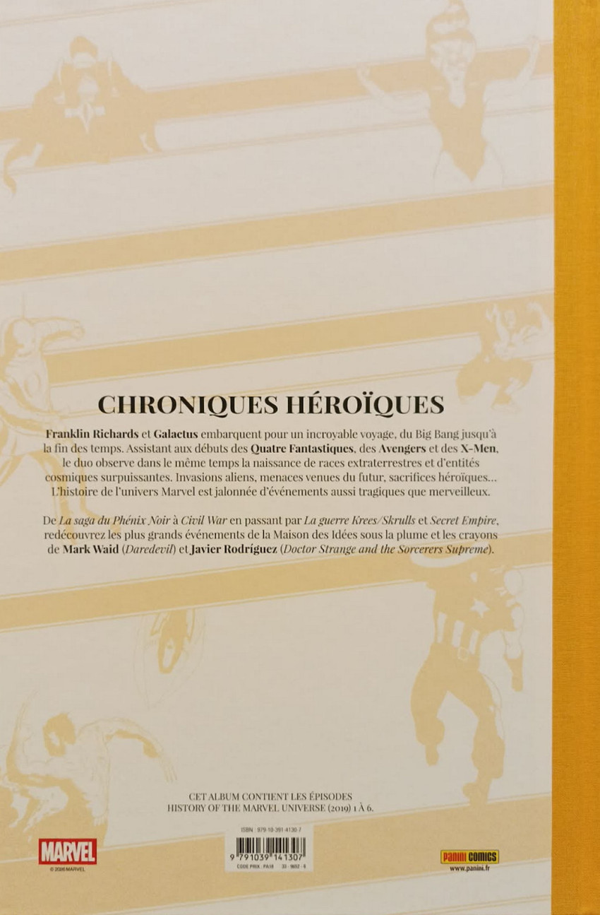 Verso de l'album L'histoire de l'univers Marvel