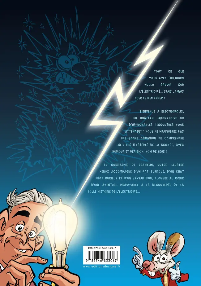 Verso de l'album La Folle histoire de l'électricité
