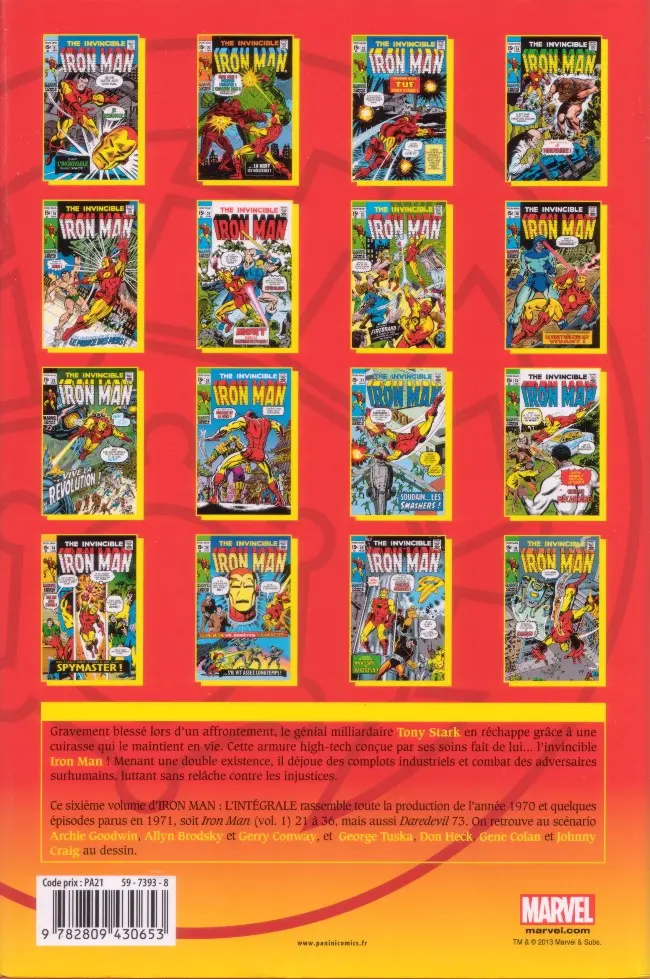Verso de l'album Iron Man - L'Intégrale Tome 6 1970-1971
