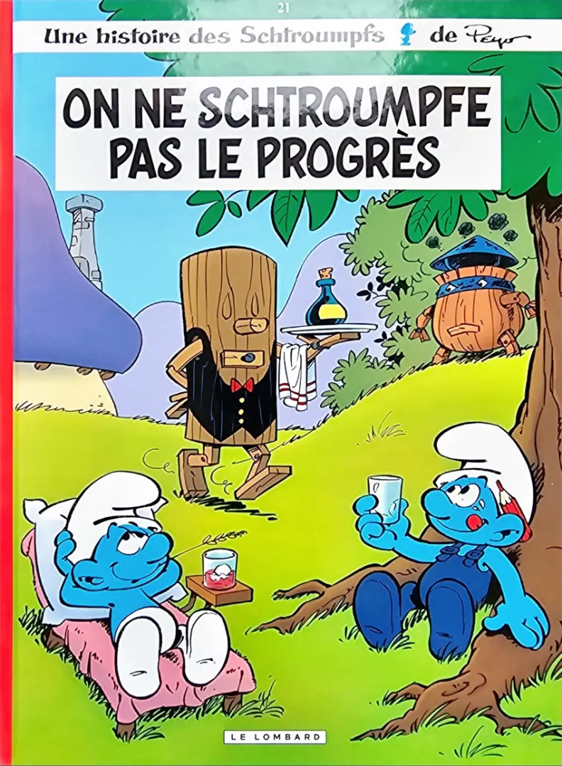 Couverture de l'album Les Schtroumpfs Tome 21 On ne schtroumpfe pas le progrès