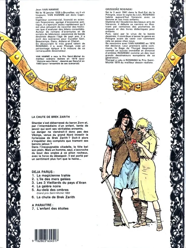 Verso de l'album Thorgal Tome 6 La chute de Brek Zarith