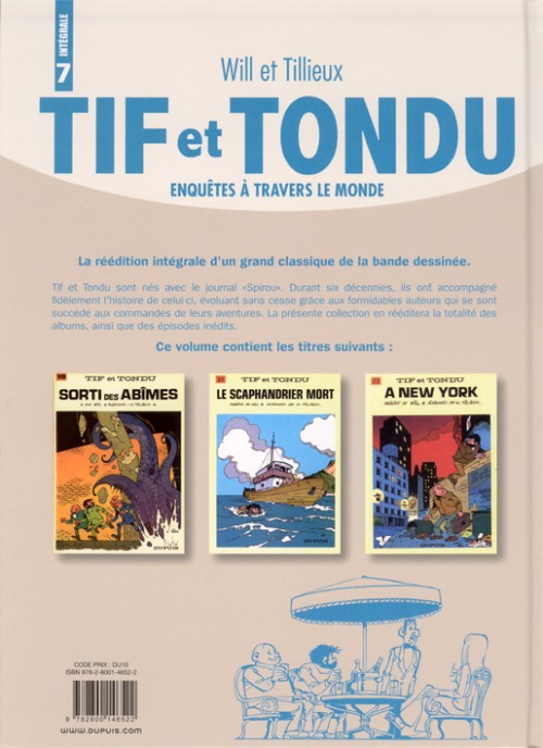Verso de l'album Tif et Tondu Intégrale Tome 7 Enquêtes à travers le monde