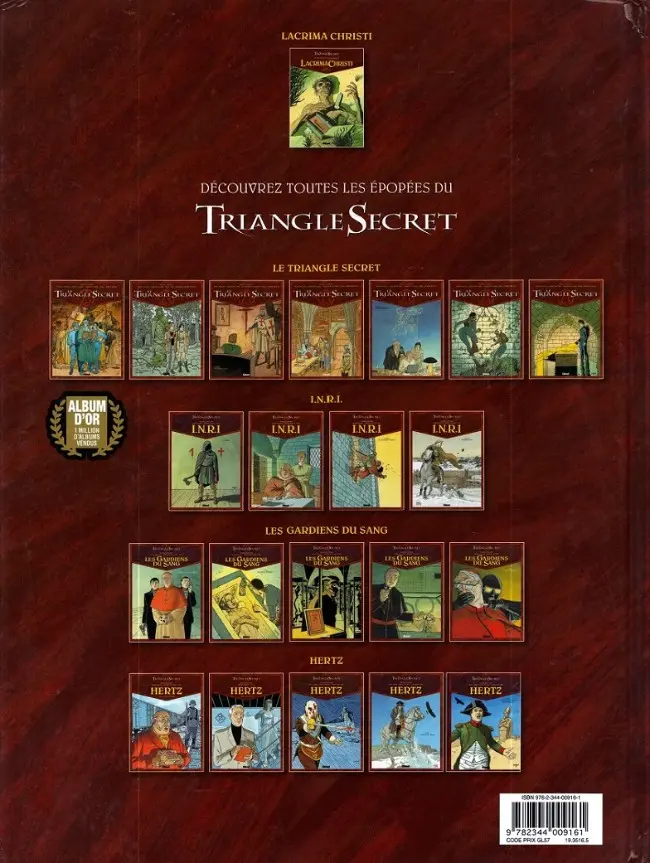 Verso de l'album Le Triangle secret - Lacrima Christi Tome I L'Alchimiste