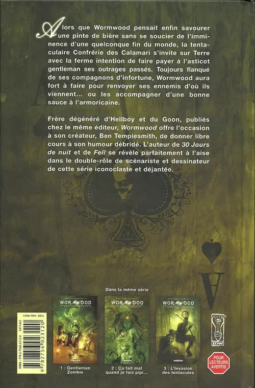 Verso de l'album Wormwood Tome 3 L'Invasion des tentacules