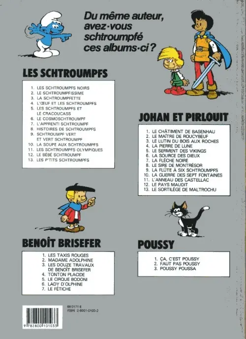 Verso de l'album Johan et Pirlouit Tome 9 La flûte à six Schtroumpfs