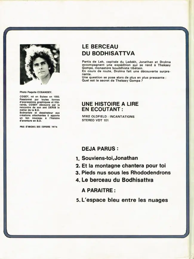 Verso de l'album Jonathan Tome 4 Le berceau du Bodhisattva