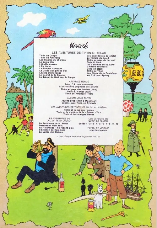 Verso de l'album Tintin Tome 3 Tintin en Amérique