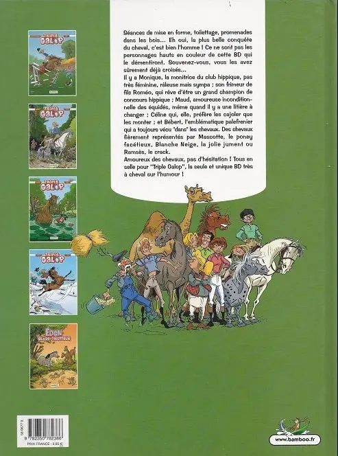 Verso de l'album Triple galop Tome 1