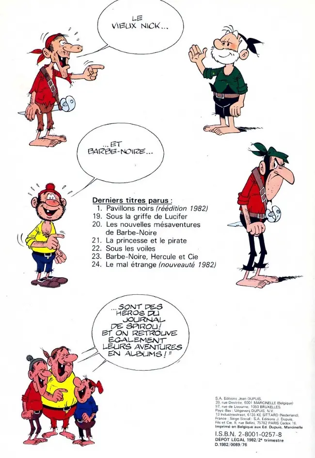 Verso de l'album Le Vieux Nick et Barbe-Noire Tome 1 Pavillons noirs