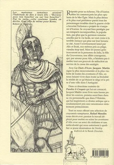 Verso de l'album Alix Tome 23 Icarios (carnet de croquis extrait de la chute d'Icare)