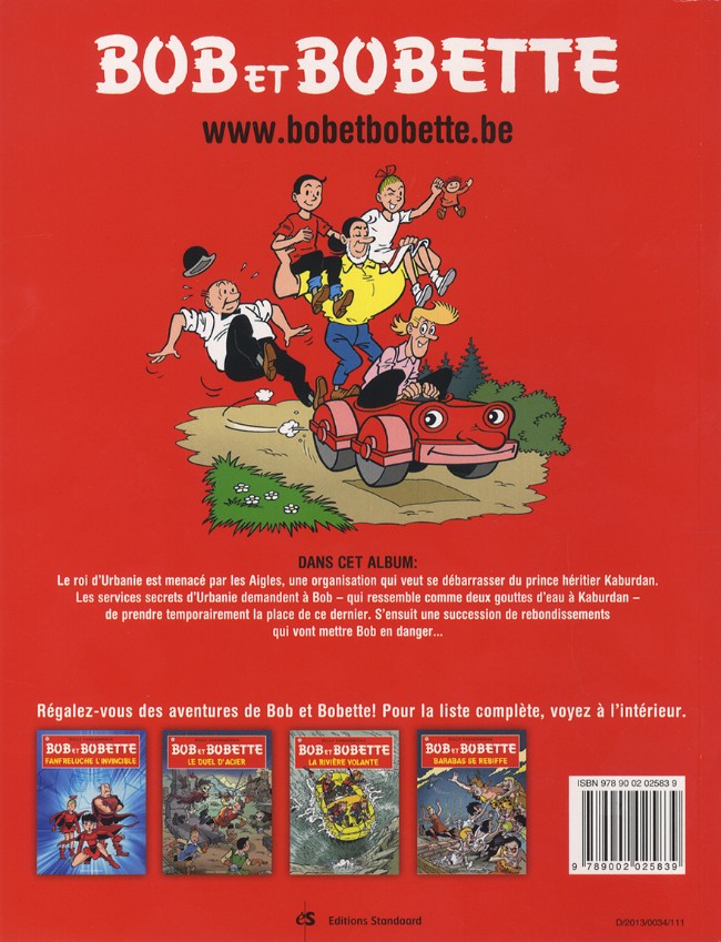 Verso de l'album Bob et Bobette Tome 324 Le chevalier royal