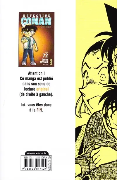 Verso de l'album Détective Conan Tome 72