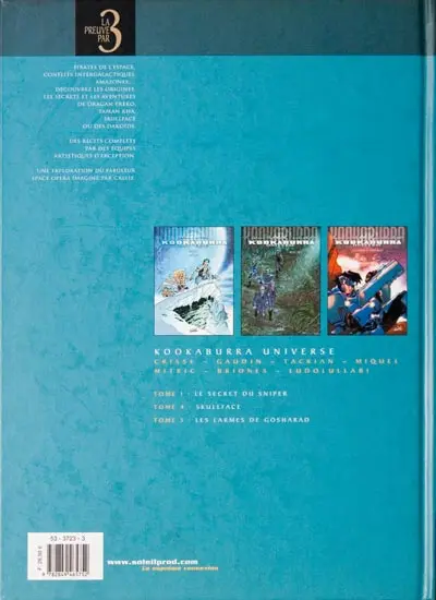 Verso de l'album Kookaburra Universe Tomes 1 à 3