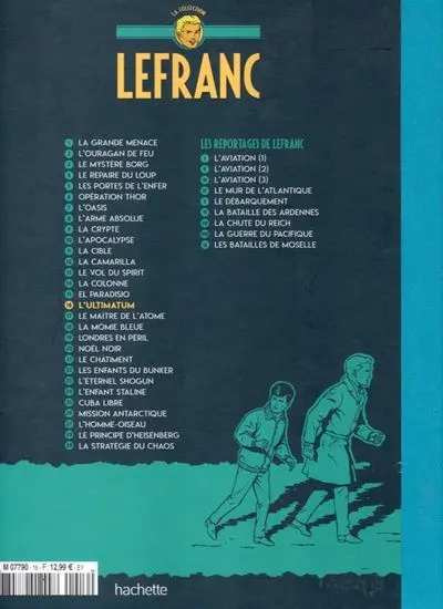 Verso de l'album Lefranc La Collection - Hachette Tome 16 L'ultimatum
