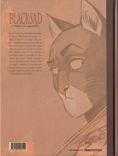 Verso de l'album Blacksad L'histoire des aquarelles Tome 1