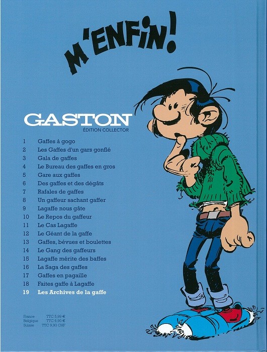 Verso de l'album Gaston Édition Collector (Télé 7 jours) Tome 19 Les archives de la gaffe