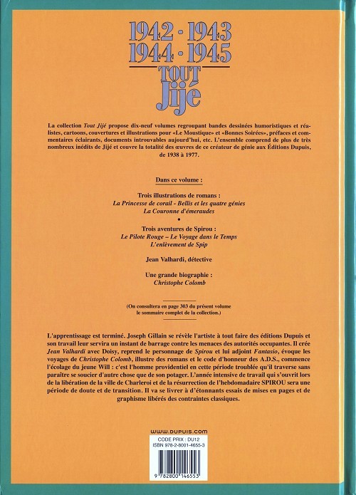Verso de l'album Tout Jijé Tome 18 1942-1943, 1944-1945