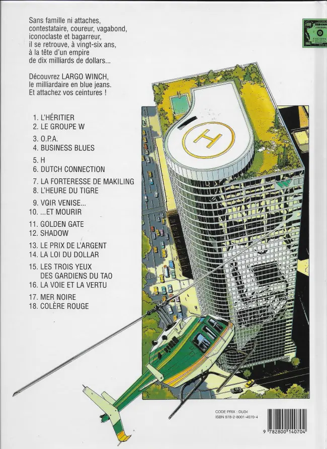 Verso de l'album Largo Winch Tome 16 La voie et la vertu