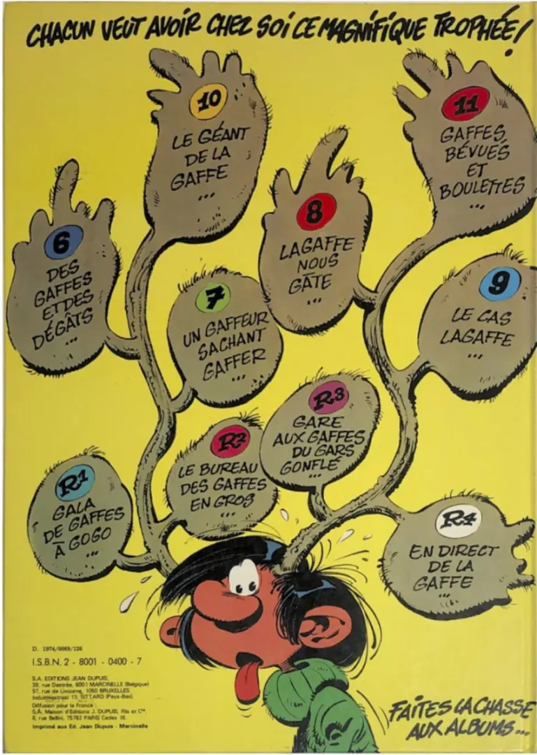 Verso de l'album Gaston Tome 12 Le Gang des Gaffeurs