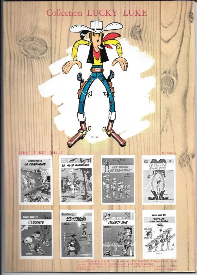 Verso de l'album Lucky Luke Tome 15 L'évasion des Dalton