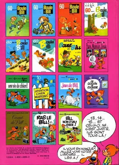 Verso de l'album Boule & Bill Tome 16 Souvenirs de famille