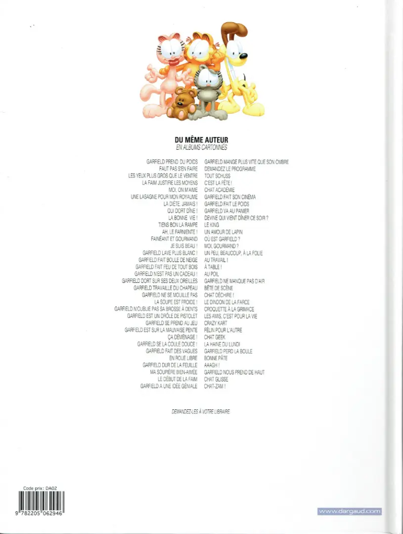 Verso de l'album Garfield Tome 49 À table !