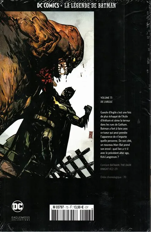 Verso de l'album DC Comics - La Légende de Batman Volume 73 De l'argile