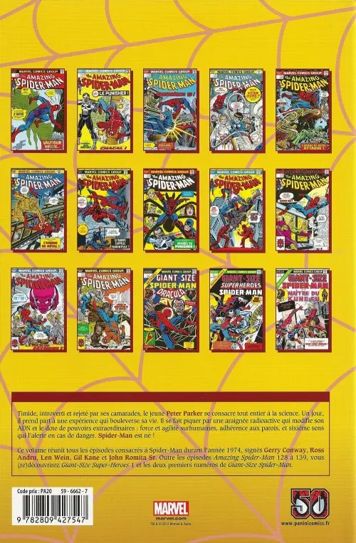 Verso de l'album Spider-Man - L'Intégrale Tome 12 1974